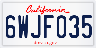 CA license plate 6WJF035