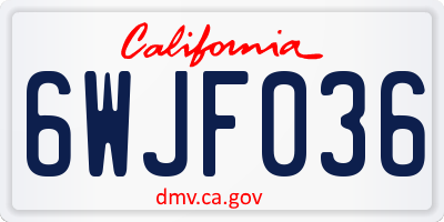 CA license plate 6WJF036