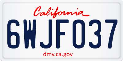 CA license plate 6WJF037