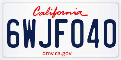CA license plate 6WJF040