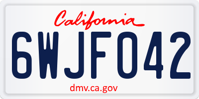 CA license plate 6WJF042
