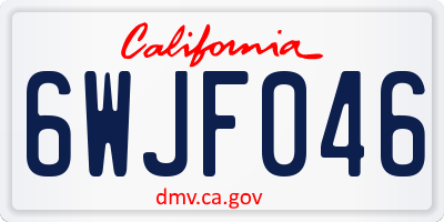 CA license plate 6WJF046
