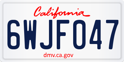 CA license plate 6WJF047