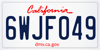 CA license plate 6WJF049