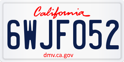 CA license plate 6WJF052
