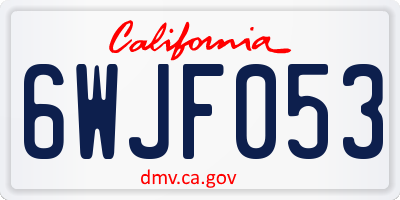 CA license plate 6WJF053