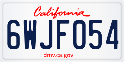 CA license plate 6WJF054