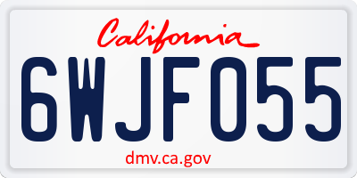 CA license plate 6WJF055