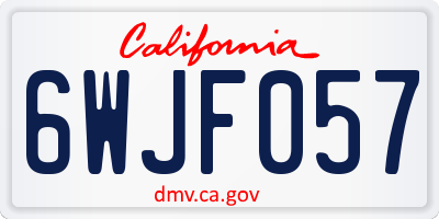 CA license plate 6WJF057