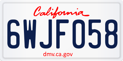 CA license plate 6WJF058