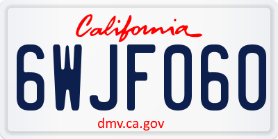 CA license plate 6WJF060