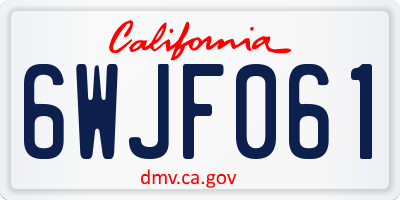 CA license plate 6WJF061