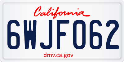 CA license plate 6WJF062