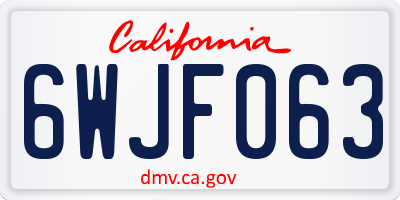 CA license plate 6WJF063
