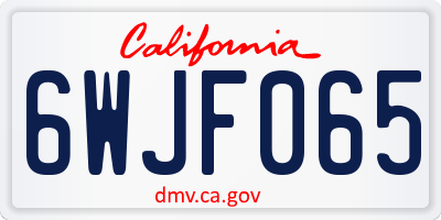 CA license plate 6WJF065