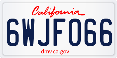 CA license plate 6WJF066