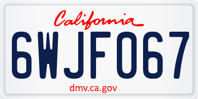 CA license plate 6WJF067