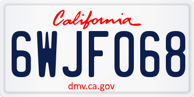 CA license plate 6WJF068