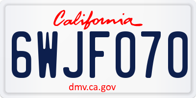 CA license plate 6WJF070