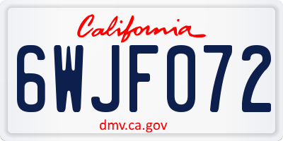 CA license plate 6WJF072
