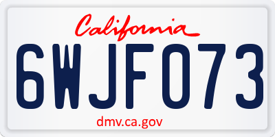 CA license plate 6WJF073