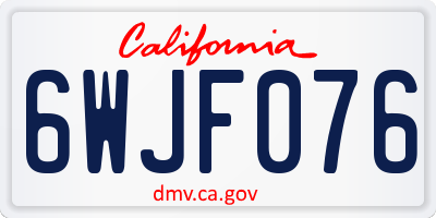 CA license plate 6WJF076