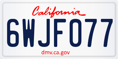 CA license plate 6WJF077