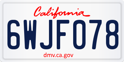 CA license plate 6WJF078