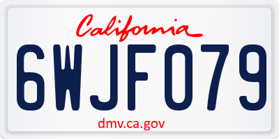 CA license plate 6WJF079