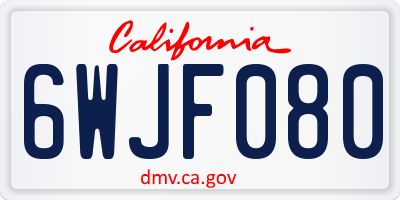 CA license plate 6WJF080
