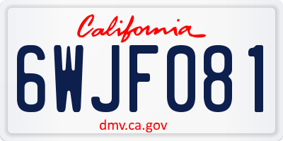 CA license plate 6WJF081