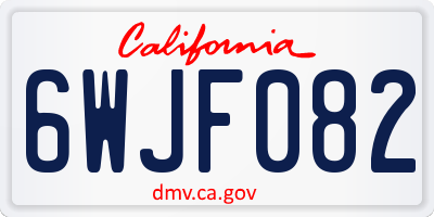 CA license plate 6WJF082