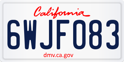 CA license plate 6WJF083