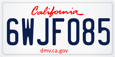 CA license plate 6WJF085