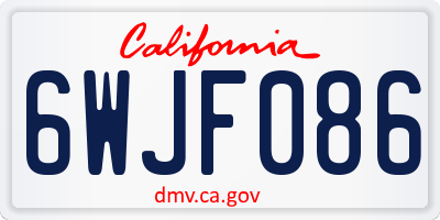 CA license plate 6WJF086