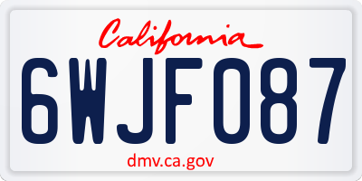 CA license plate 6WJF087