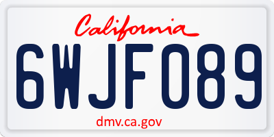 CA license plate 6WJF089
