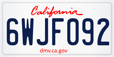 CA license plate 6WJF092
