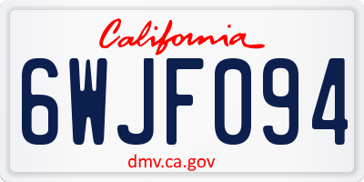 CA license plate 6WJF094
