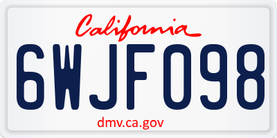 CA license plate 6WJF098