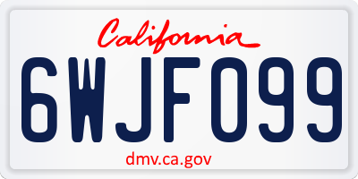 CA license plate 6WJF099