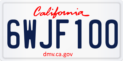 CA license plate 6WJF100