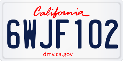 CA license plate 6WJF102