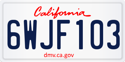 CA license plate 6WJF103