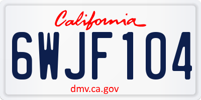CA license plate 6WJF104