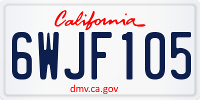 CA license plate 6WJF105
