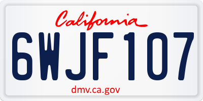 CA license plate 6WJF107