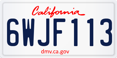 CA license plate 6WJF113