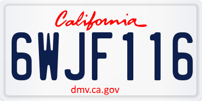CA license plate 6WJF116