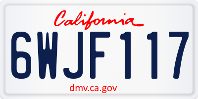 CA license plate 6WJF117